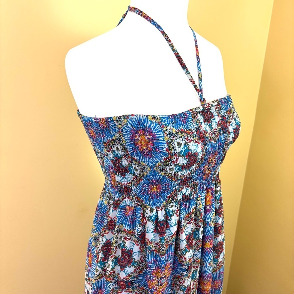 Blue Floral Strapless Maxi Dress - Picture 5 of 13
